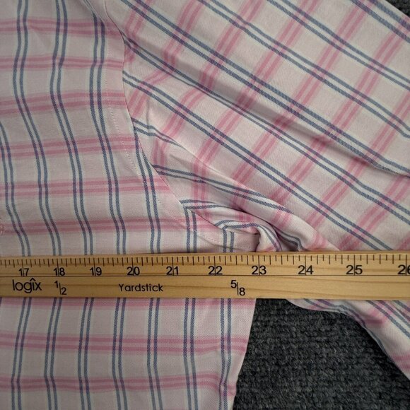 Brooks Brothers Non Iron Button Up Shirt Men Pink Blue Plaid Large Supima ** - Picture 6 of 14